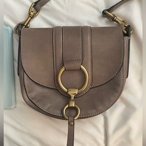 Frye Gray crossbody bag with gold hardware